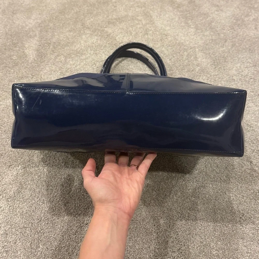Tory Burch Blue Nylon Amalie Big T Logo Tote - Picture 7 of 9